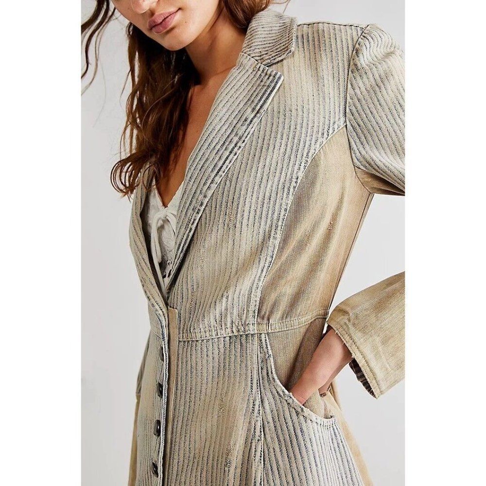 NWT WE THE FREE PEOPLE Sz XS BLUES TOWN RAILROAD JACKET In INDIGO RAILROAD - Picture 3 of 3
